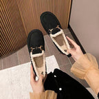 Damen Flauschige Mokassins mit elegantem Kunstfellkragen und modischen Details R&B
