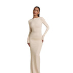 Damen elegantes Abendkleid mit figurbetontem Schnitt und langen Ärmeln EB