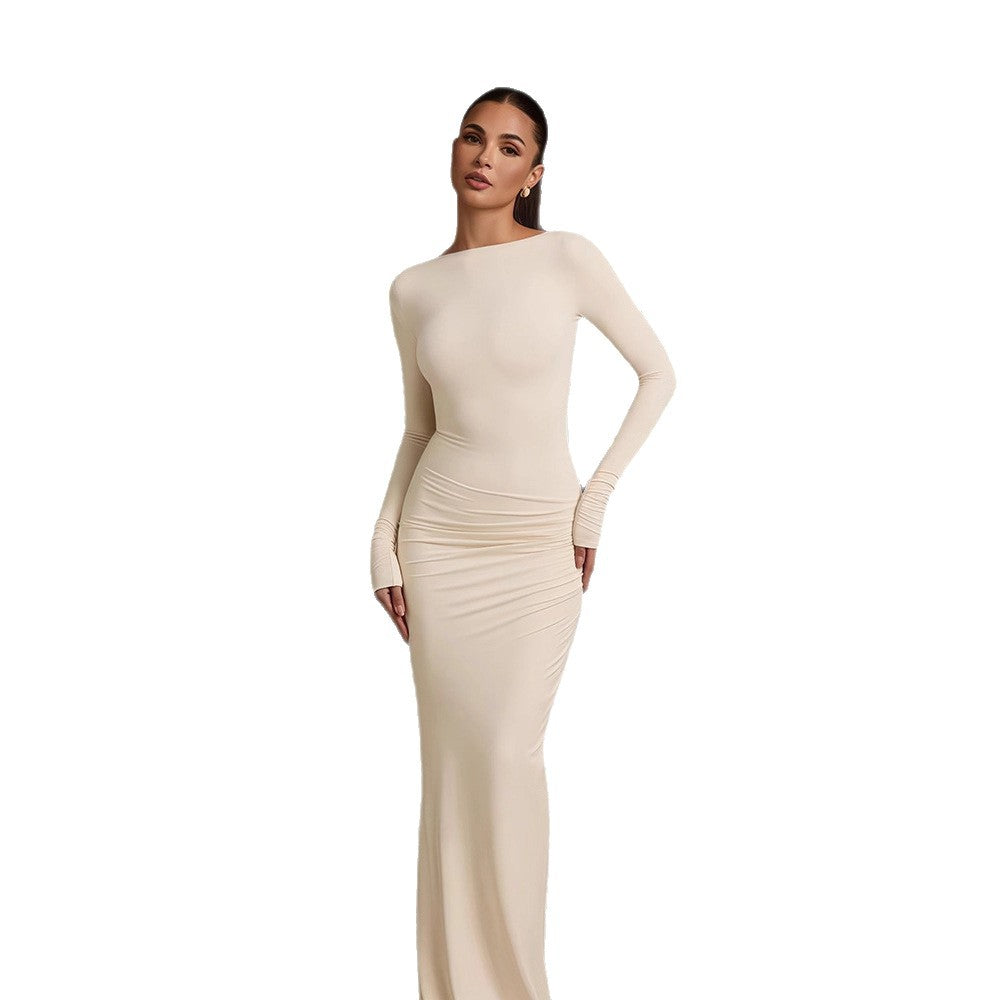 Damen elegantes Abendkleid mit figurbetontem Schnitt und langen Ärmeln EB