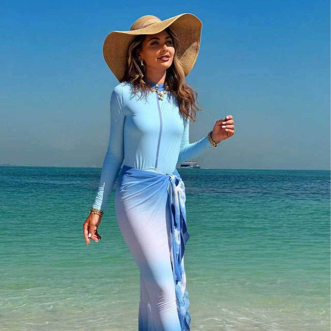 Damen Langärmliger Surfsuit mit Wickelrock R&B