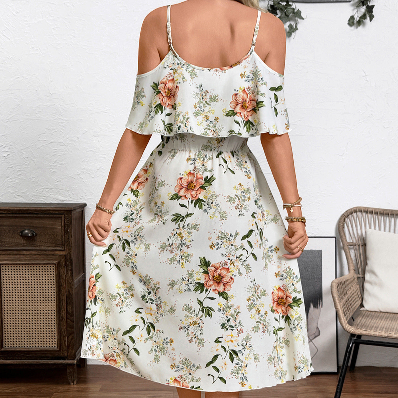 Damen Verspieltes Blumen-Überwurfkleid R&B