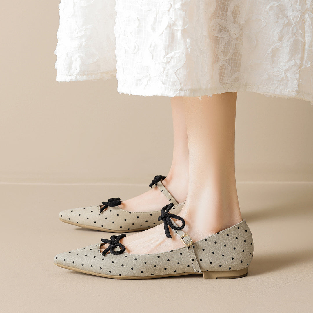 Damen Ballerinas mit modischem Punkte-Design und dekorativen Schleifen R&B