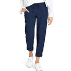 Damen entspannte Leinenhose mit elastischem Bund und praktischen Taschen R&B