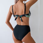 Damen Hochtailliertes Bikini-Set mit modischem Floral-Muster R&B