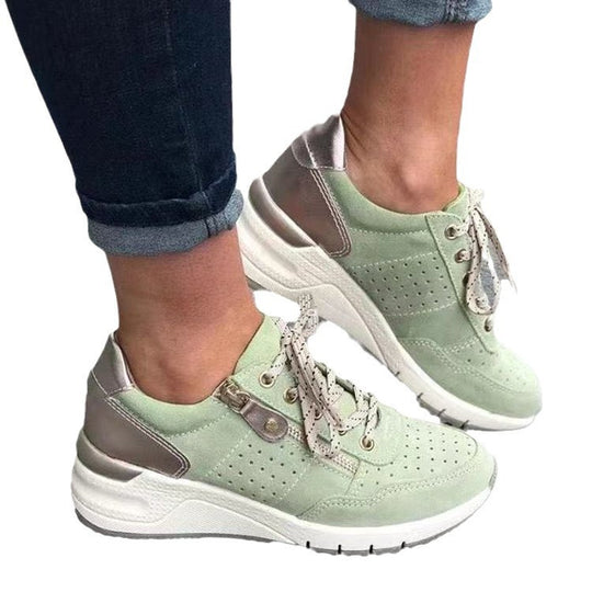 Damen Sportliche Sneakers mit atmungsaktivem Obermaterial und Reißverschluss R&B