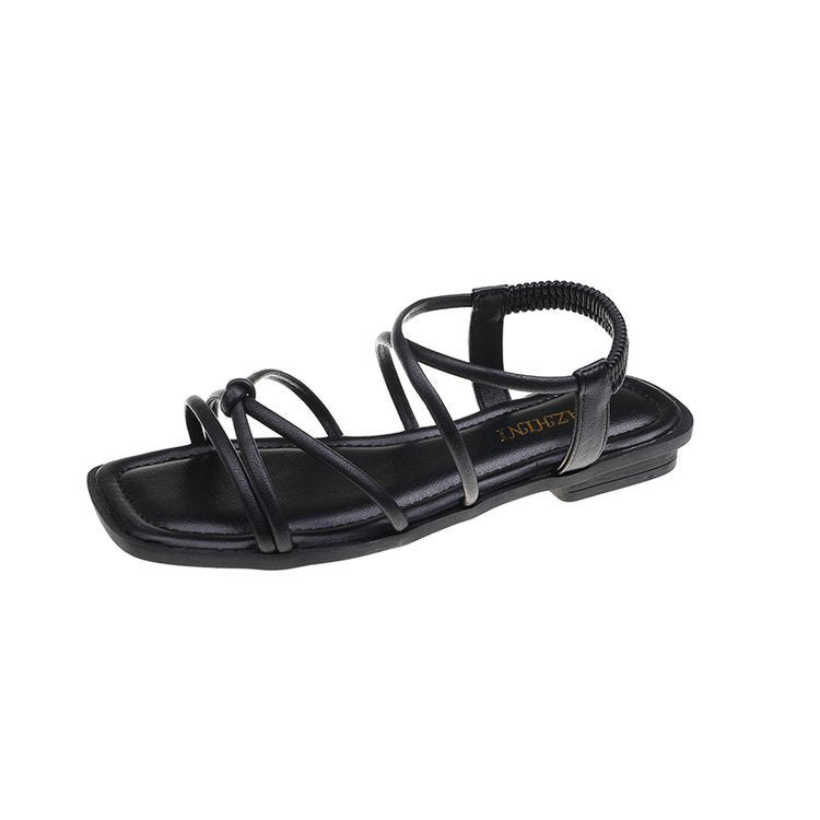 Damen modische Sandalen mit feinen Riemen und komfortablem Fußbett R&B