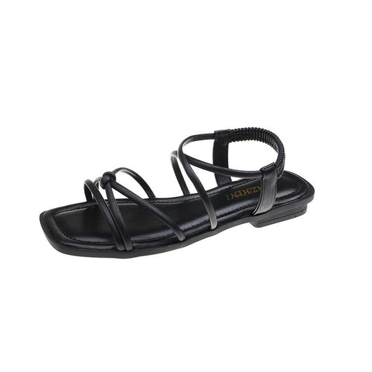 Damen modische Sandalen mit feinen Riemen und komfortablem Fußbett R&B