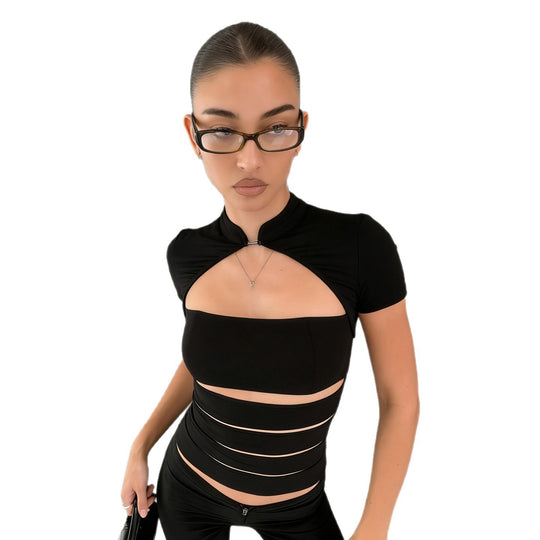 Damen funktionales Oberteil mit elegantem Kragen und modischem Schnitt R&B