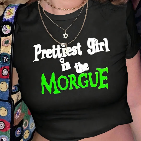 Damen Crop-T-Shirt mit witzigem Geburtstagsslogan und figurbetontem Schnitt R&B