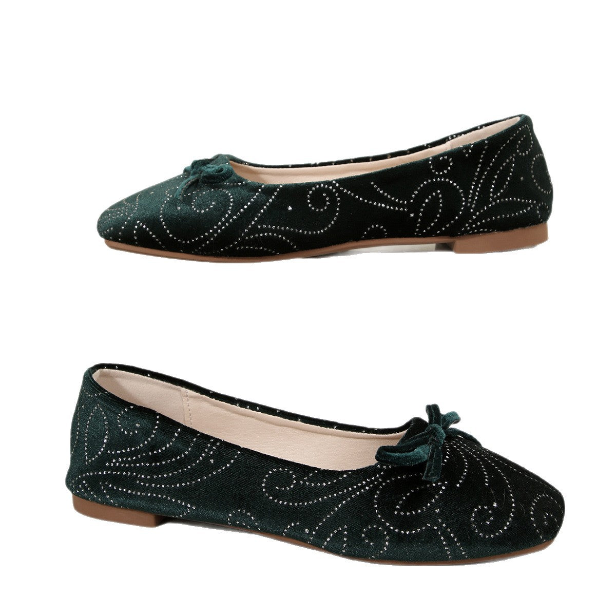 Damen Ballerinas mit elegantem Glitzermuster und feiner Schleifenapplikation R&B