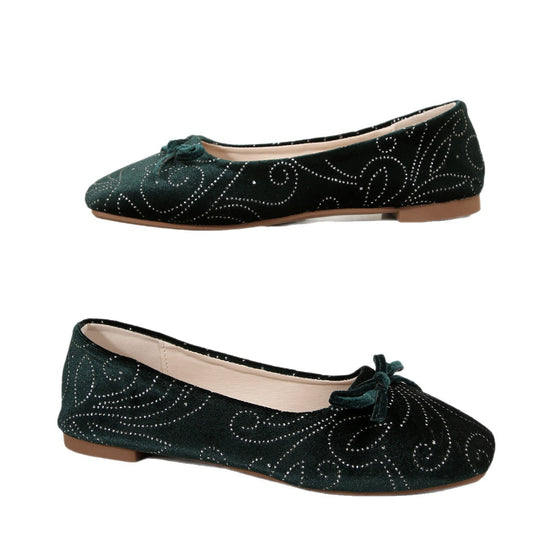 Damen Ballerinas mit elegantem Glitzermuster und feiner Schleifenapplikation R&B