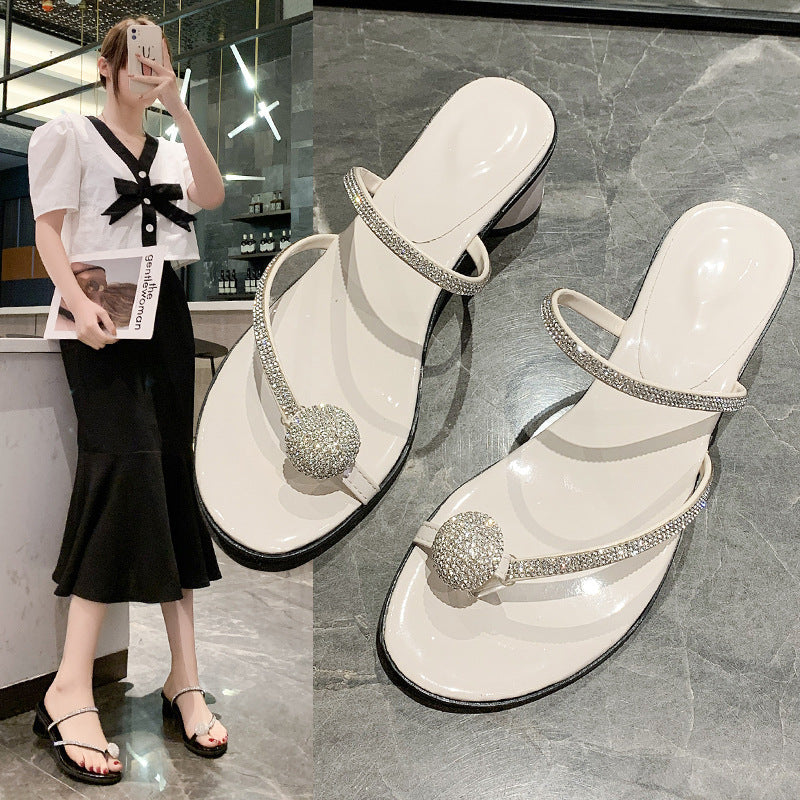 Damen elegante Sandalen mit glitzerndem Kristallakzent R&B