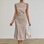 Damen Elegantes Midi-Kleid mit taillierter Passform und raffinierter Raffung R&B