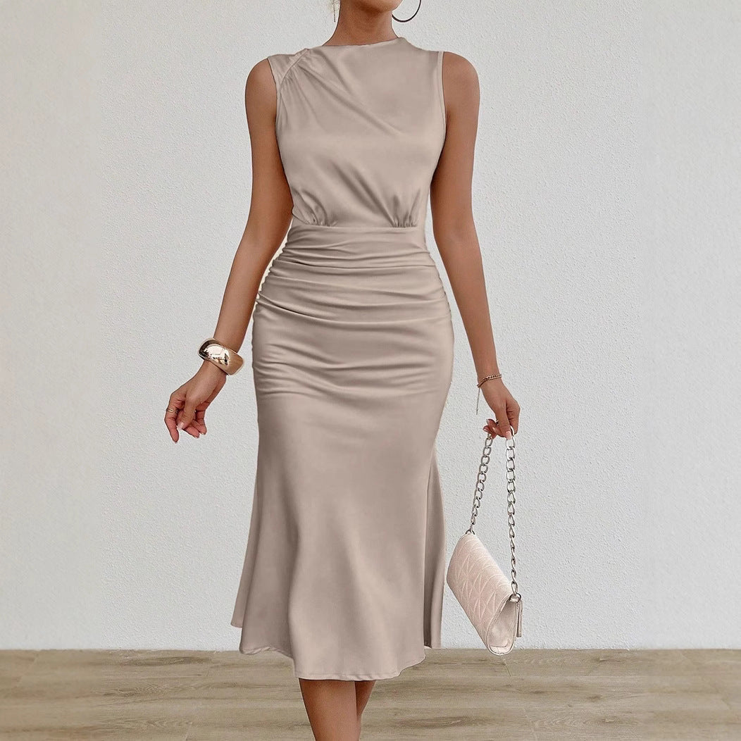 Damen Elegantes Midi-Kleid mit taillierter Passform und raffinierter Raffung R&B