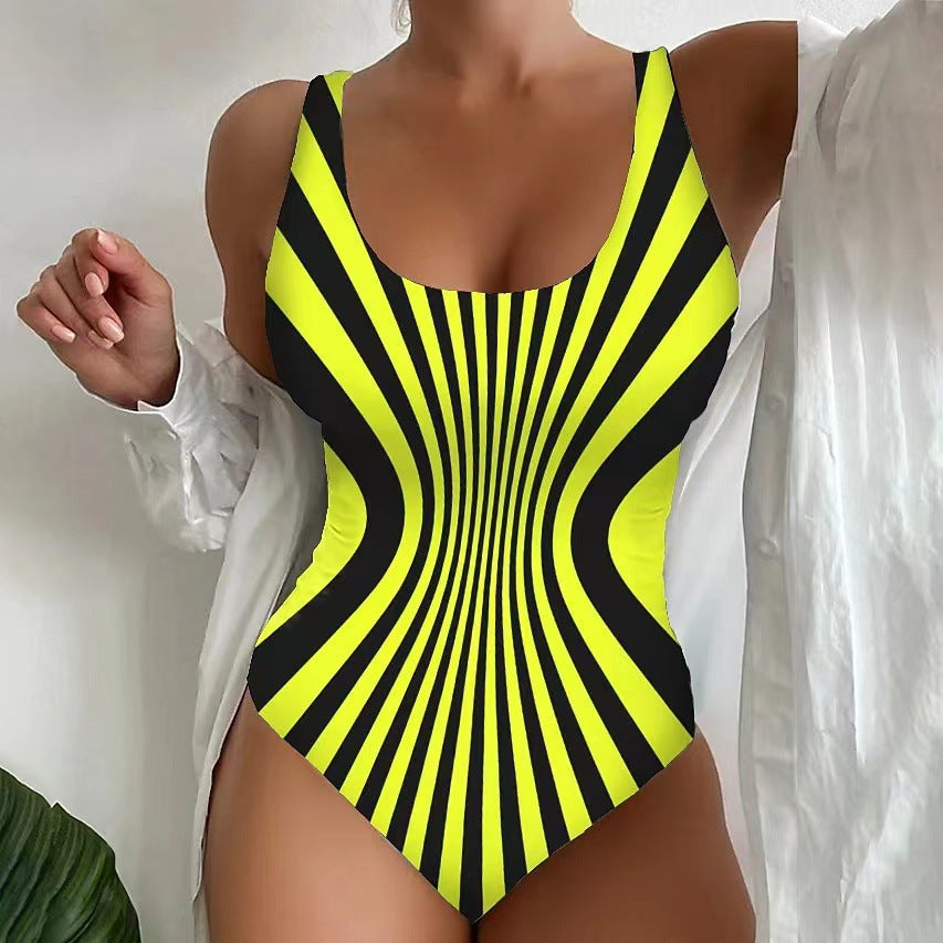 Damen Einteiler Badeanzug mit einzigartigem Grafikdesign R&B