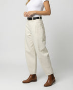 Damen hochtaillierte extraweite Twill-Hose mit großen aufgesetzten Taschen und Kellerfalten R&B