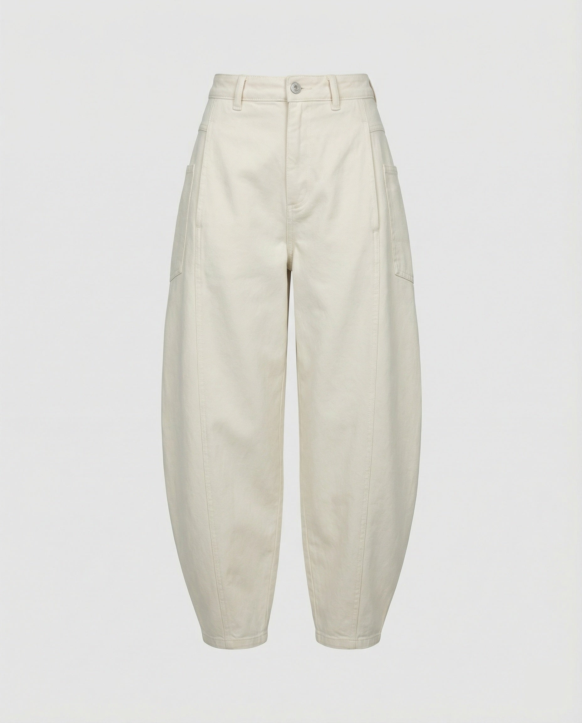Damen hochtaillierte extraweite Twill-Hose mit großen aufgesetzten Taschen und Kellerfalten R&B