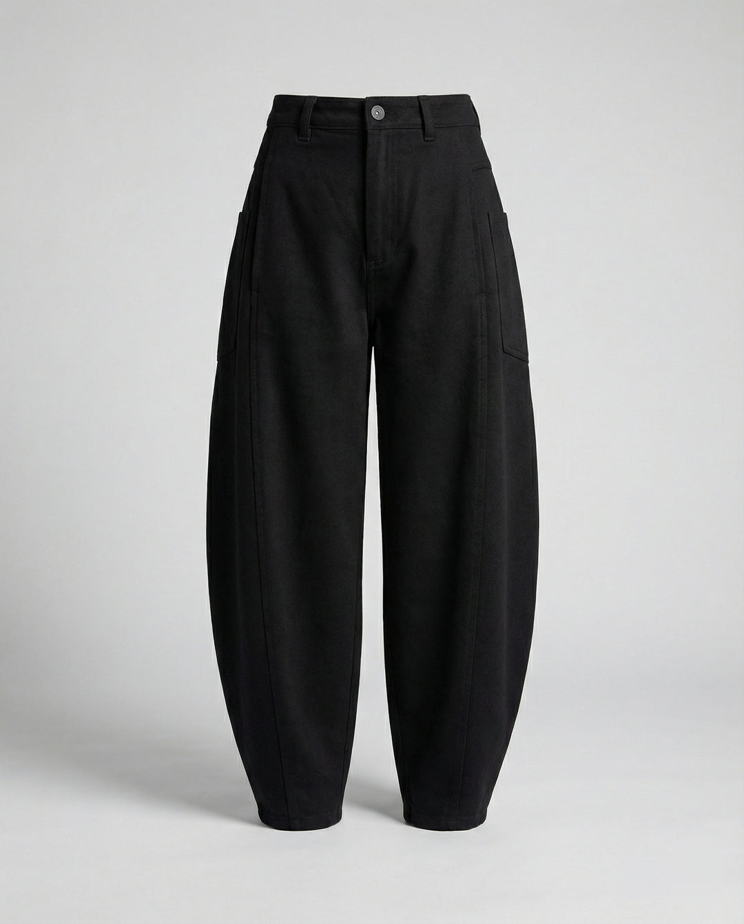 Damen hochtaillierte extraweite Twill-Hose mit großen aufgesetzten Taschen und Kellerfalten R&B