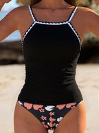 Damen Tankini mit modernem Rüschensaum und floralem Design R&B