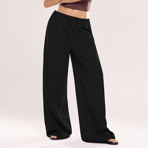 Damen Weite Leinenhose mit elastischem Bund und Kordelzug R&B