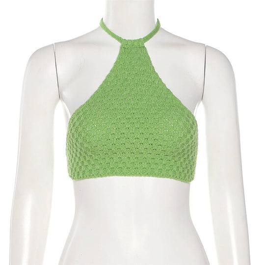 Damen gehäkeltes Crop-Bikini-Top mit verstellbaren Bindebändern R&B
