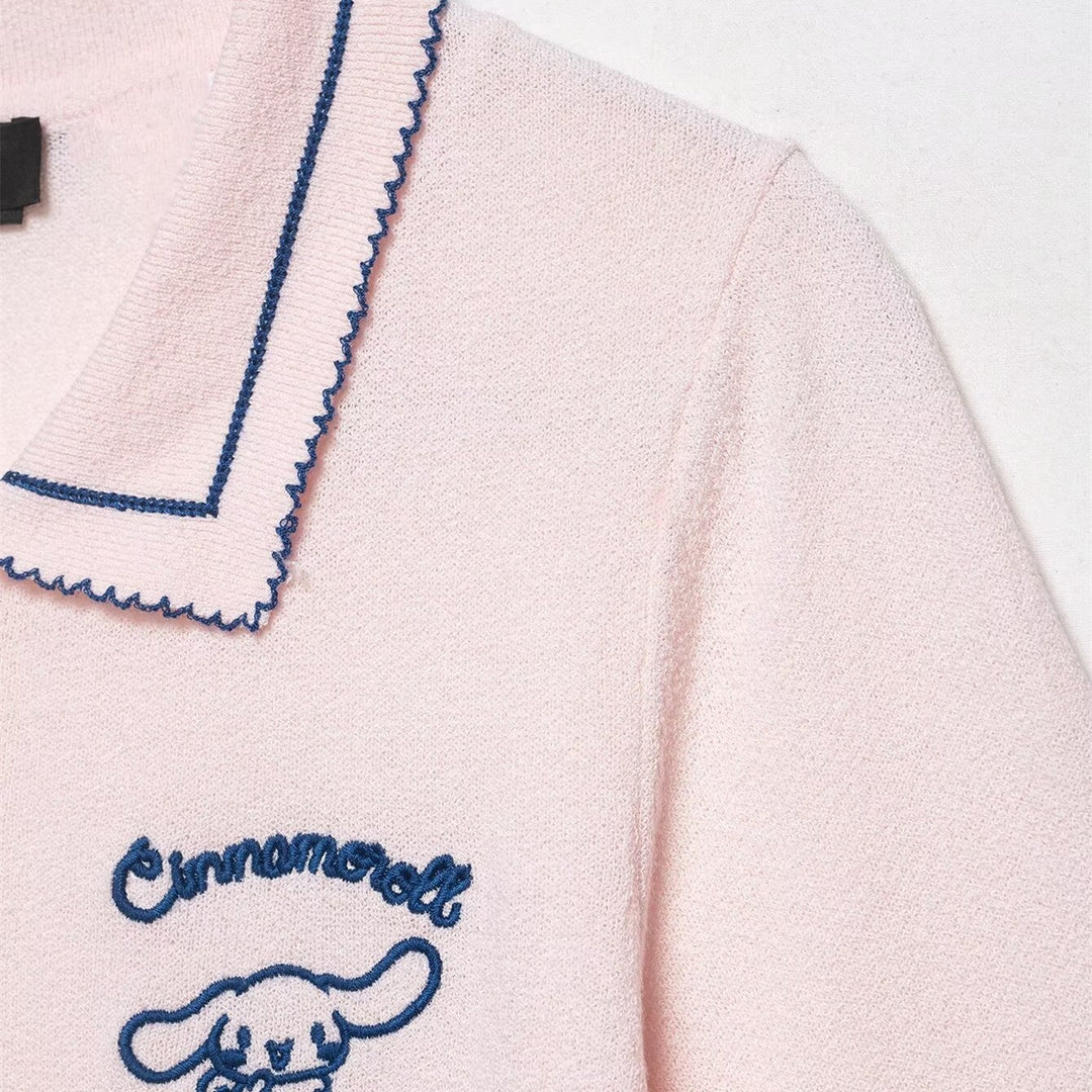 Damen Polo-Shirt mit feiner Struktur und gesticktem Motiv R&B