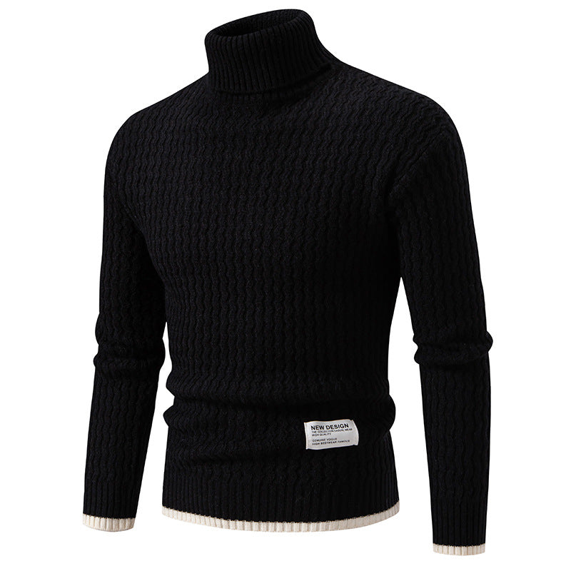 Herren Strickpullover mit hochabschließendem Kragen und strukturiertem Muster R&B