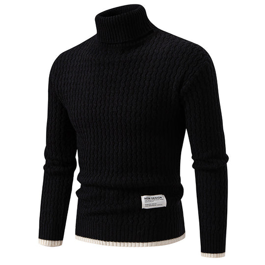 Herren Strickpullover mit hochabschließendem Kragen und strukturiertem Muster R&B