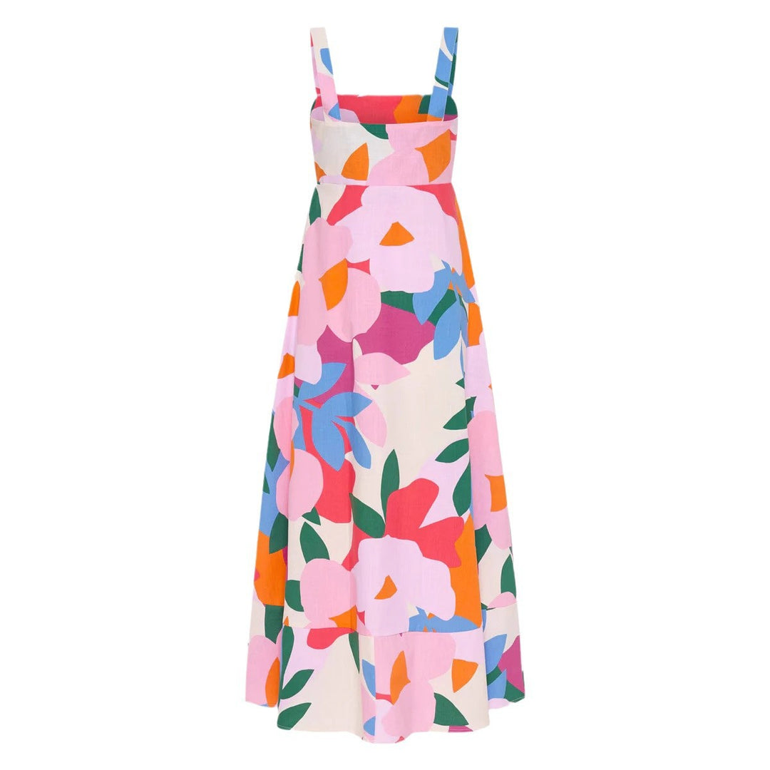 Damen Maxikleid mit floralem Design und rückenfreiem Schnitt R&B