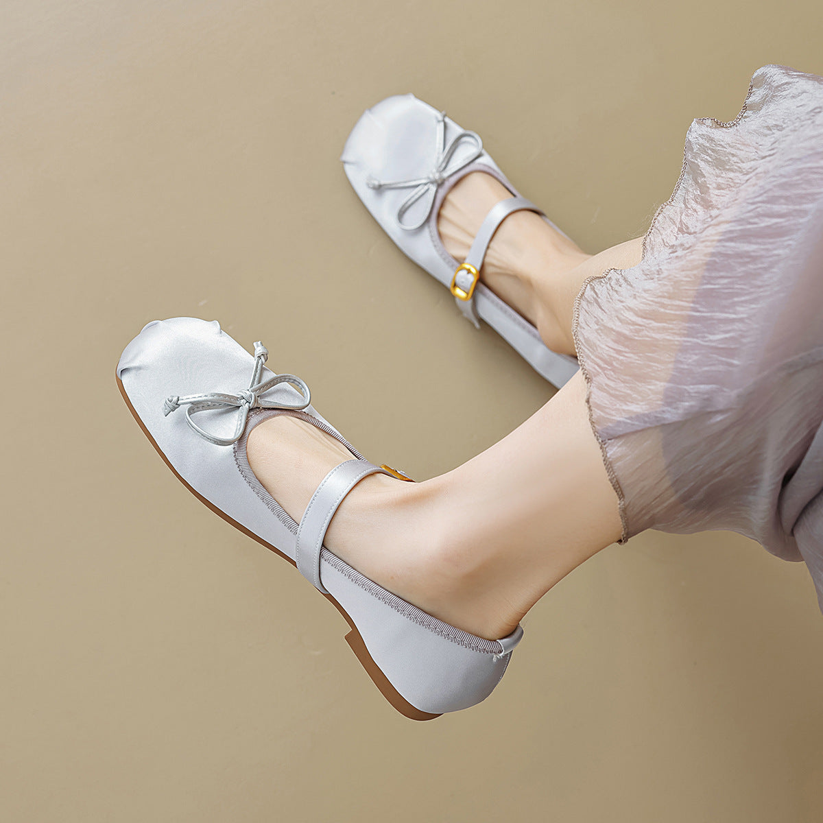 Damen Ballerinas mit modischem Schnallenakzent