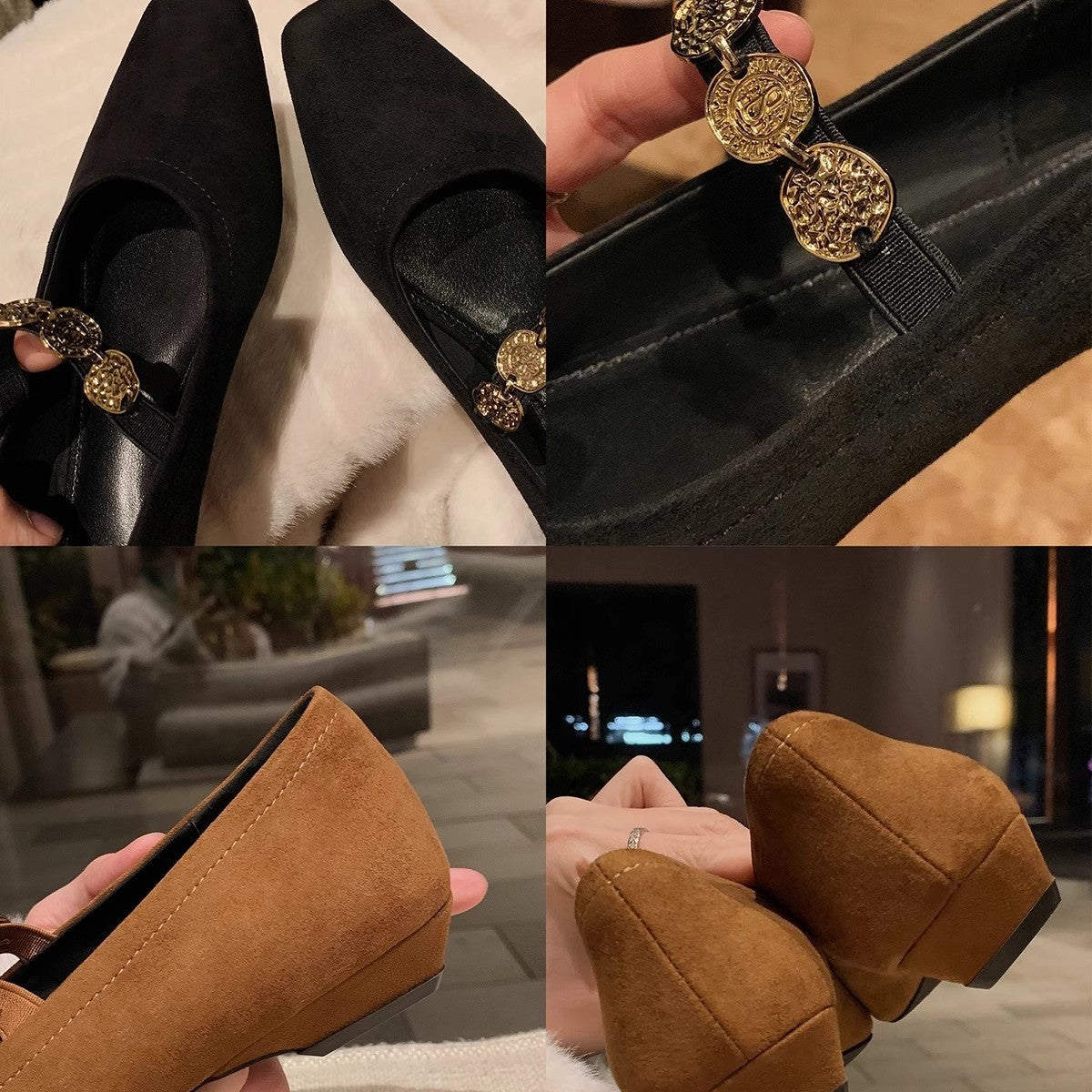 Damen Ballerina mit eleganten Metallic-Applikationen und bequemer Sohle