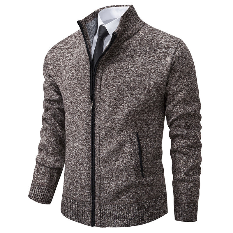Herren sportliche Strickjacke mit Stehkragen und Reißverschluss R&B