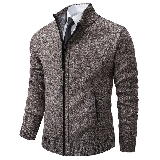 Herren sportliche Strickjacke mit Stehkragen und Reißverschluss R&B