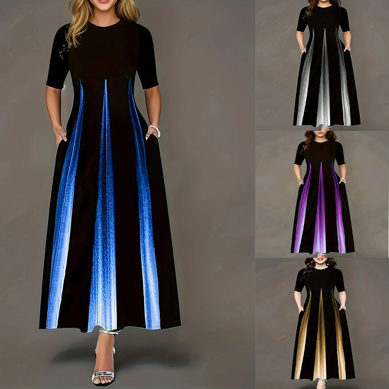 Damen Maxikleid mit schickem Faltenwurf und seitlichen Taschen R&B