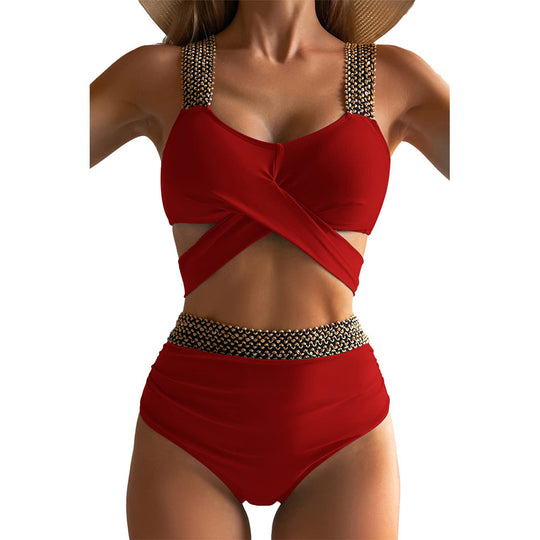 Damen Hochgeschnittener Bikinisuit mit glamourösen Details R&B