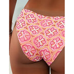 Damen Bikinislip mit floralem Muster und hohem Beinausschnitt R&B