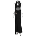 Damen Maxikleid mit raffiniertem Wickeldesign und elegantem Halterhals R&B