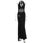 Damen Maxikleid mit raffiniertem Wickeldesign und elegantem Halterhals R&B