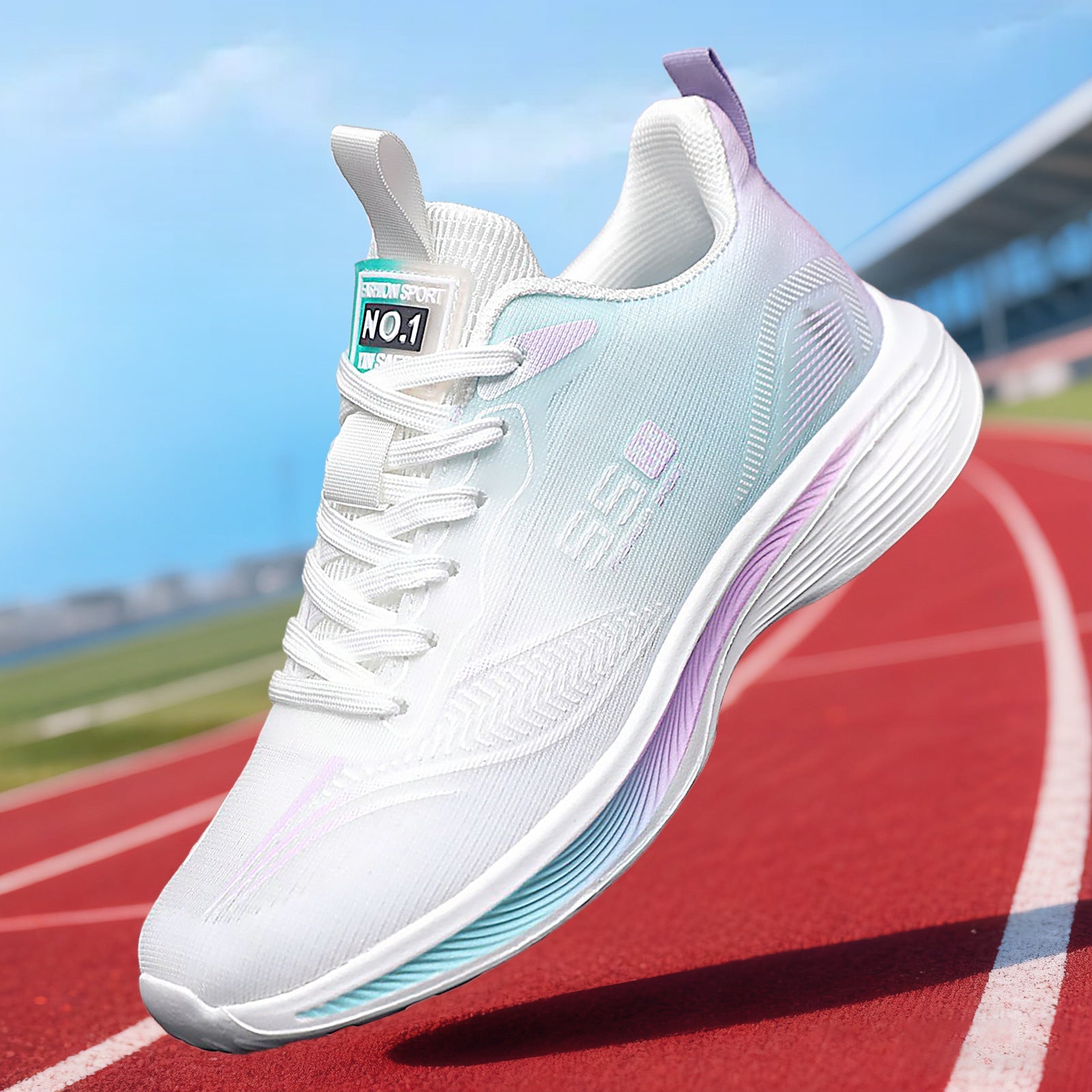 Damen Sportliche Laufschuhe mit atmungsaktiver Oberflächenstruktur und dämpfender Sohle R&B