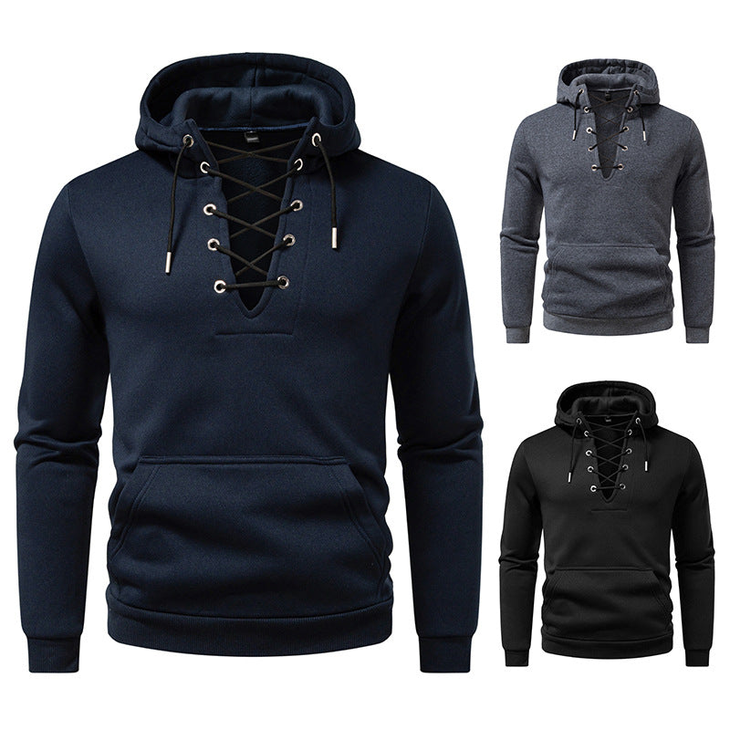 Herren Kapuzenpullover mit modischem Schnürdesign R&B