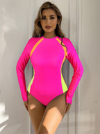 Damen Sportlicher Langarm-Schwimmanzug mit modernem Farbdesign R&B