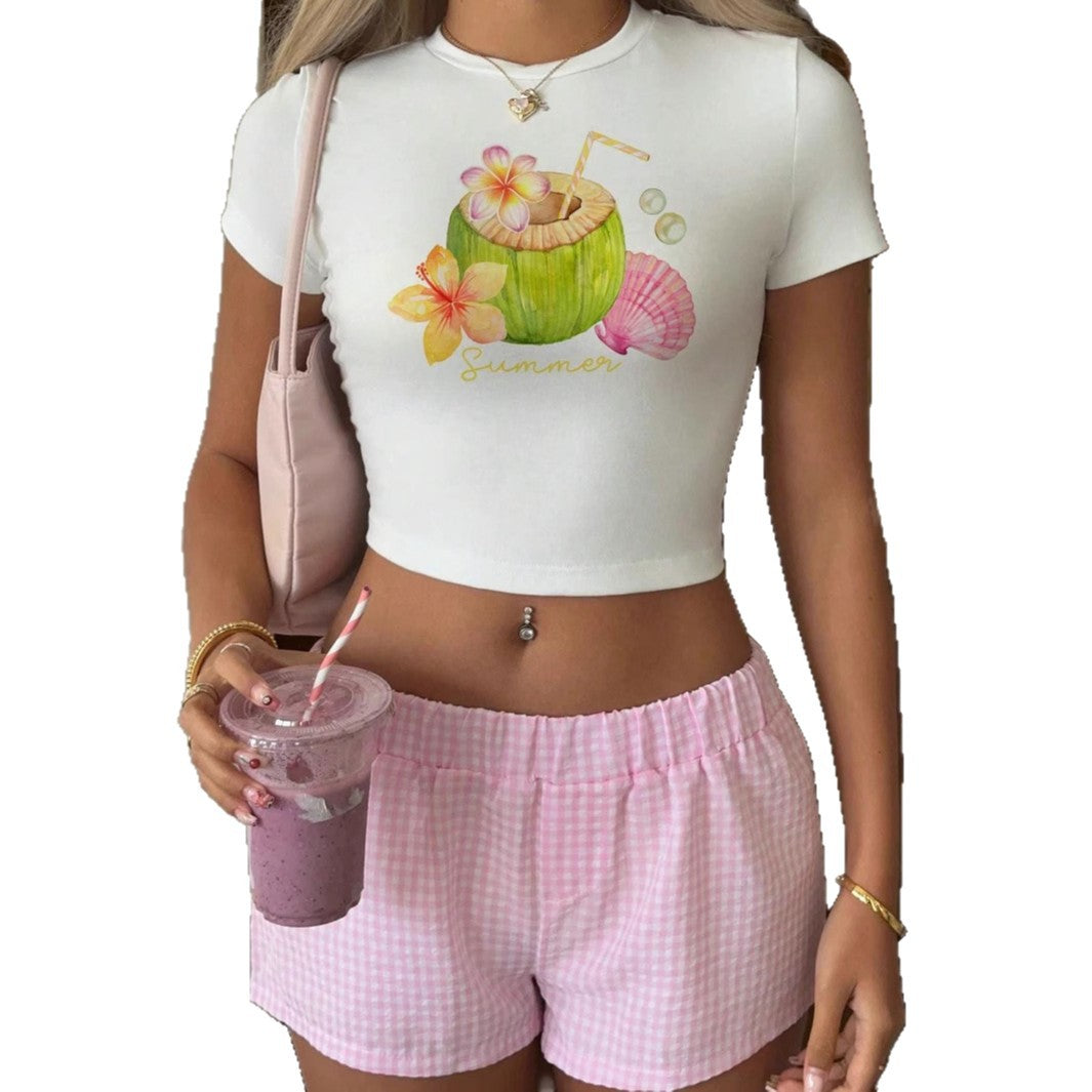 Damen Crop-Top mit fruchtigem Sommerdesign und lässigem Schnitt R&B