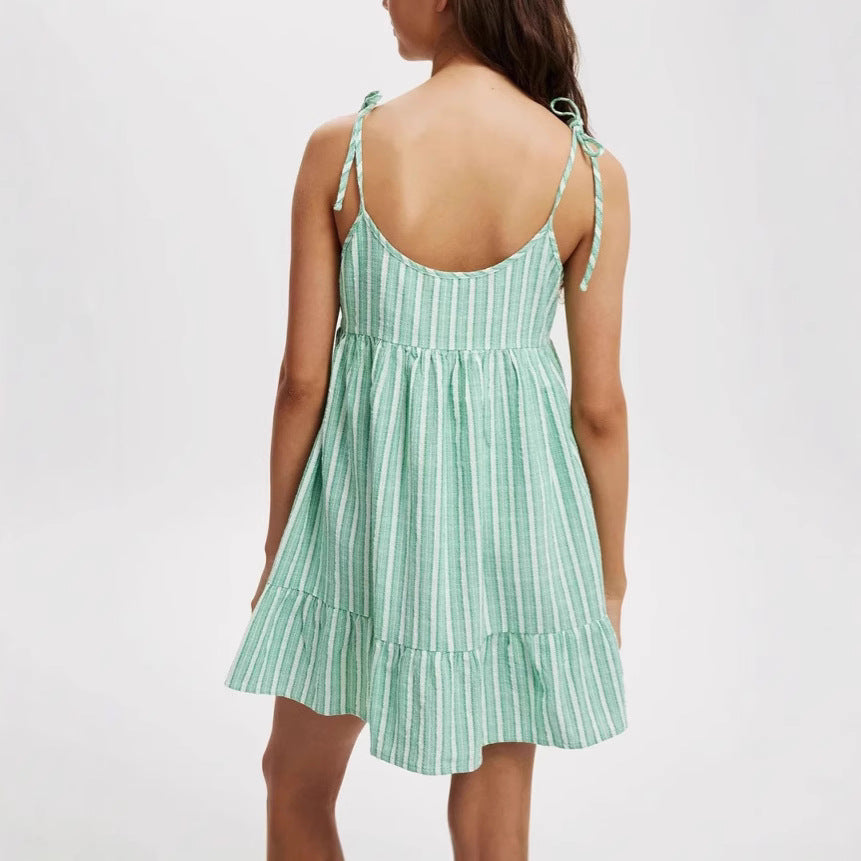 Damen Sommerliches Kurzkleid mit verstellbaren Trägern und Rüschensaum R&B