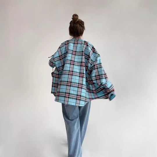 Damen lässige Karierte Hemdbluse R&B