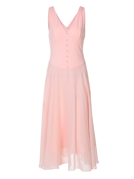 Damen Fließendes Midikleid mit dezentem Knopfdesign R&B