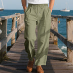 Herren lockere Sommerhose aus leichtem, atmungsaktiven Stoff mit Kordelzug R&B