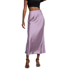 Damen Stilvolle Satin-Stretchrock mit hohem Bund und fließendem Schnitt R&B