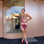 Damen Lockeres Minikleid mit asymmetrischem Ausschnitt und modischem Cut-Out R&B