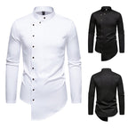 Herren modisches Hemd mit asymmetrischem Knopfdesign und elegantem Kragen R&B