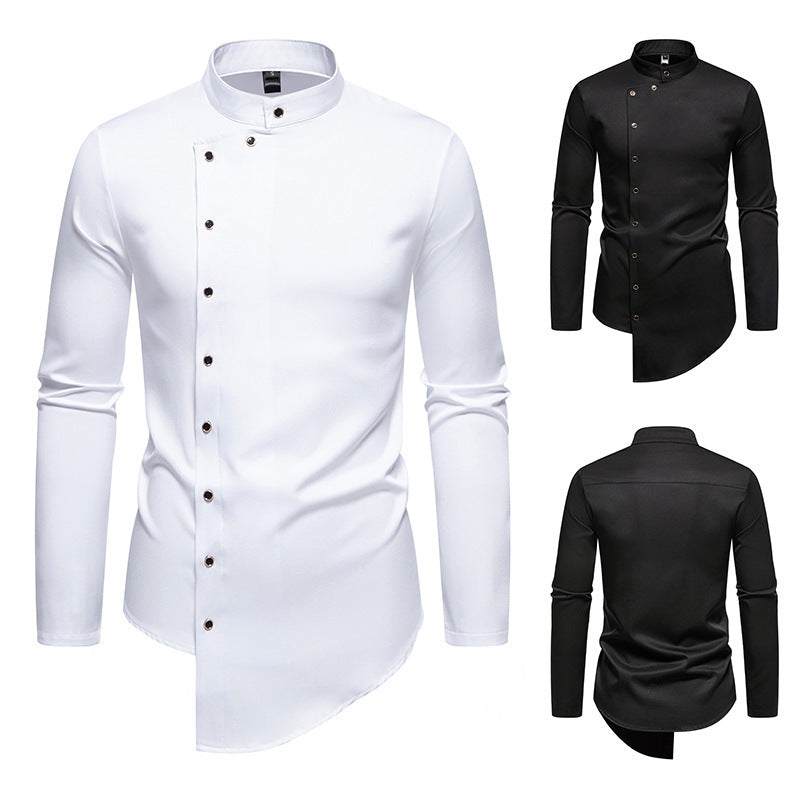 Herren modisches Hemd mit asymmetrischem Knopfdesign und elegantem Kragen R&B
